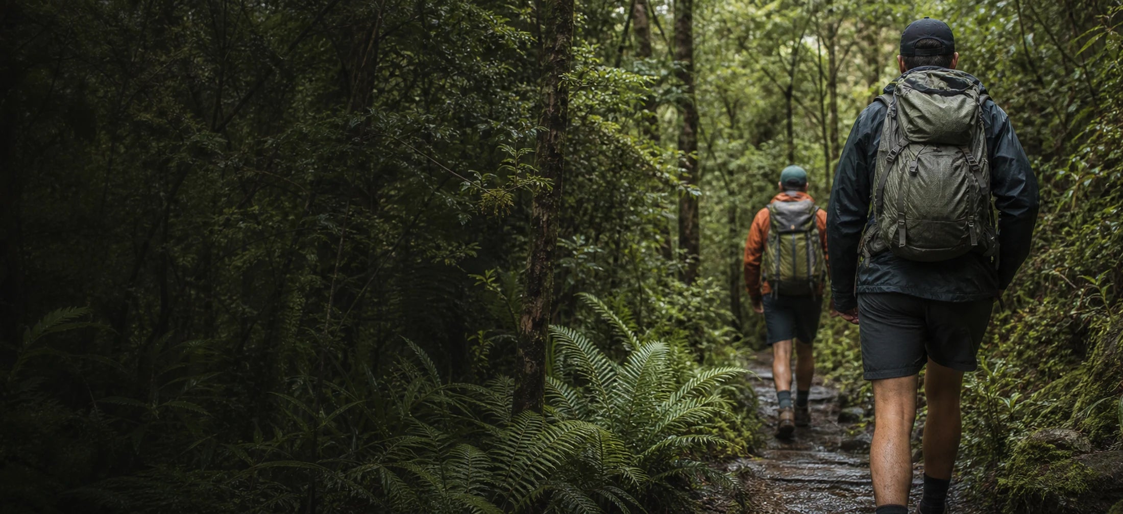 Hikers on a native bush track in a demonstration concept image