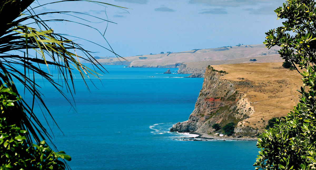 Blue coastal water and headlands at Banks Peninsula.