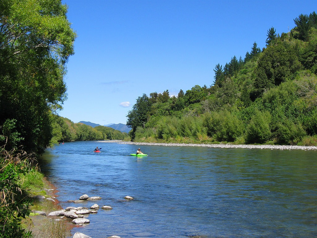 Kayaks beside the Matakitaki River near Murchison