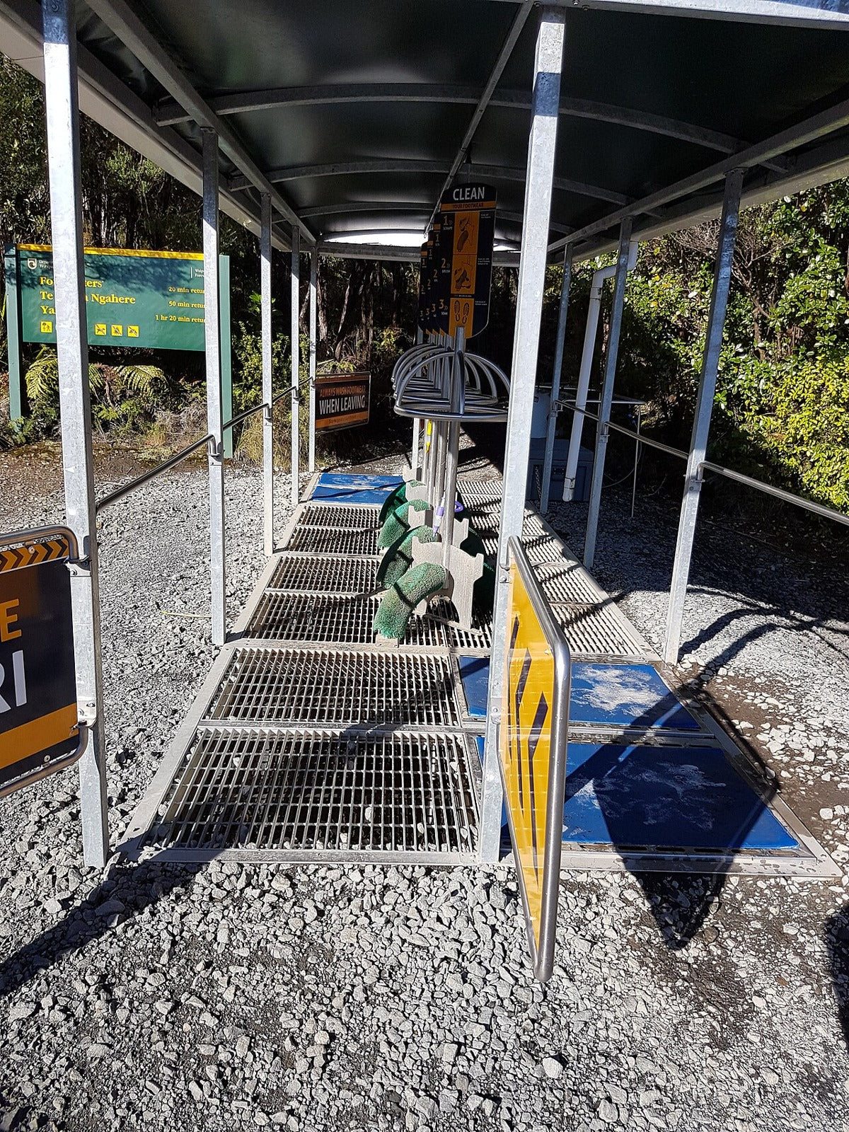 Kauri dieback footwear-cleaning station at Waipoua Forest