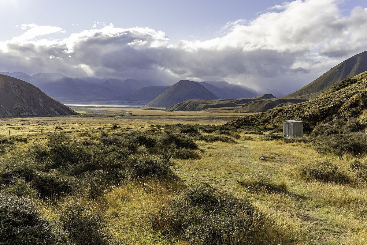 Small toilet building beside a backcountry campsite near Double Hut