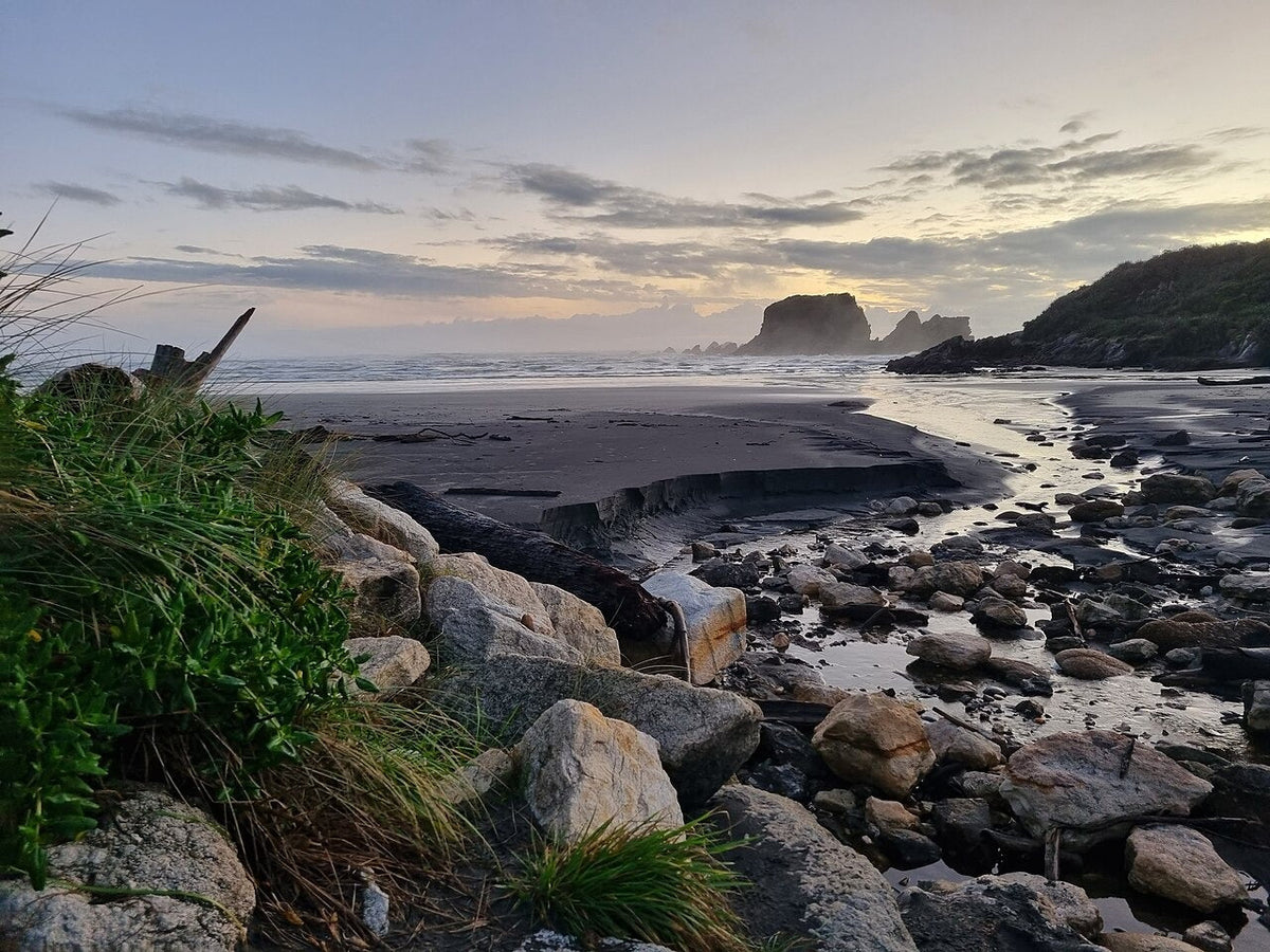 Coastline at Cape Foulwind in evening light.
