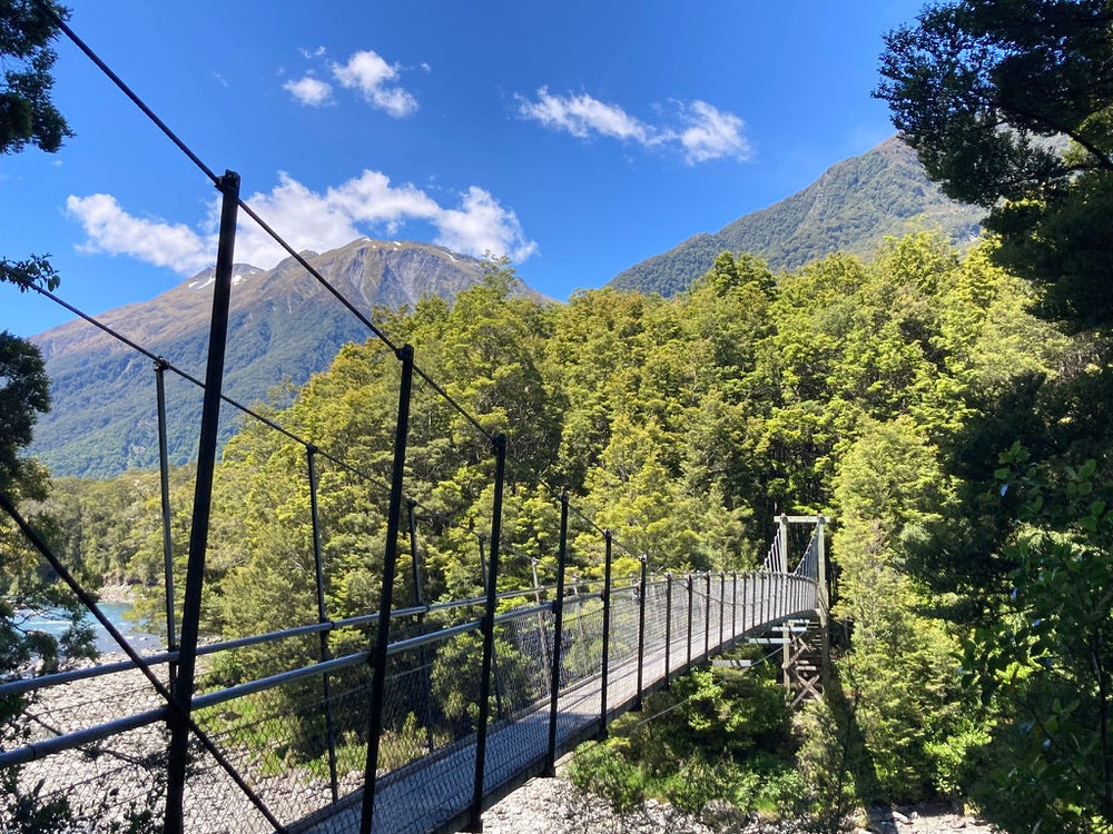 Swing bridge on the Blue Pools Track near Makarora.