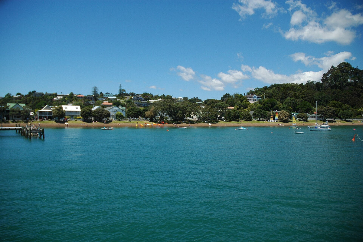 Russell waterfront photographed from the Bay of Islands.
