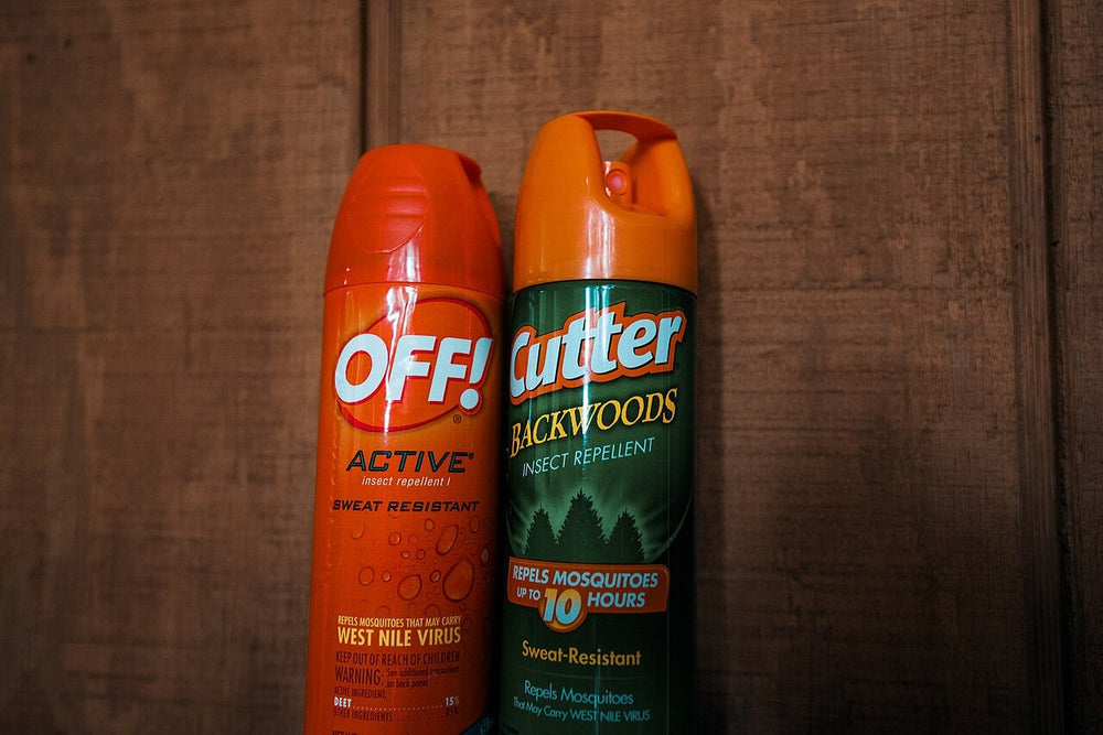 Bottles of insect repellent displayed together
