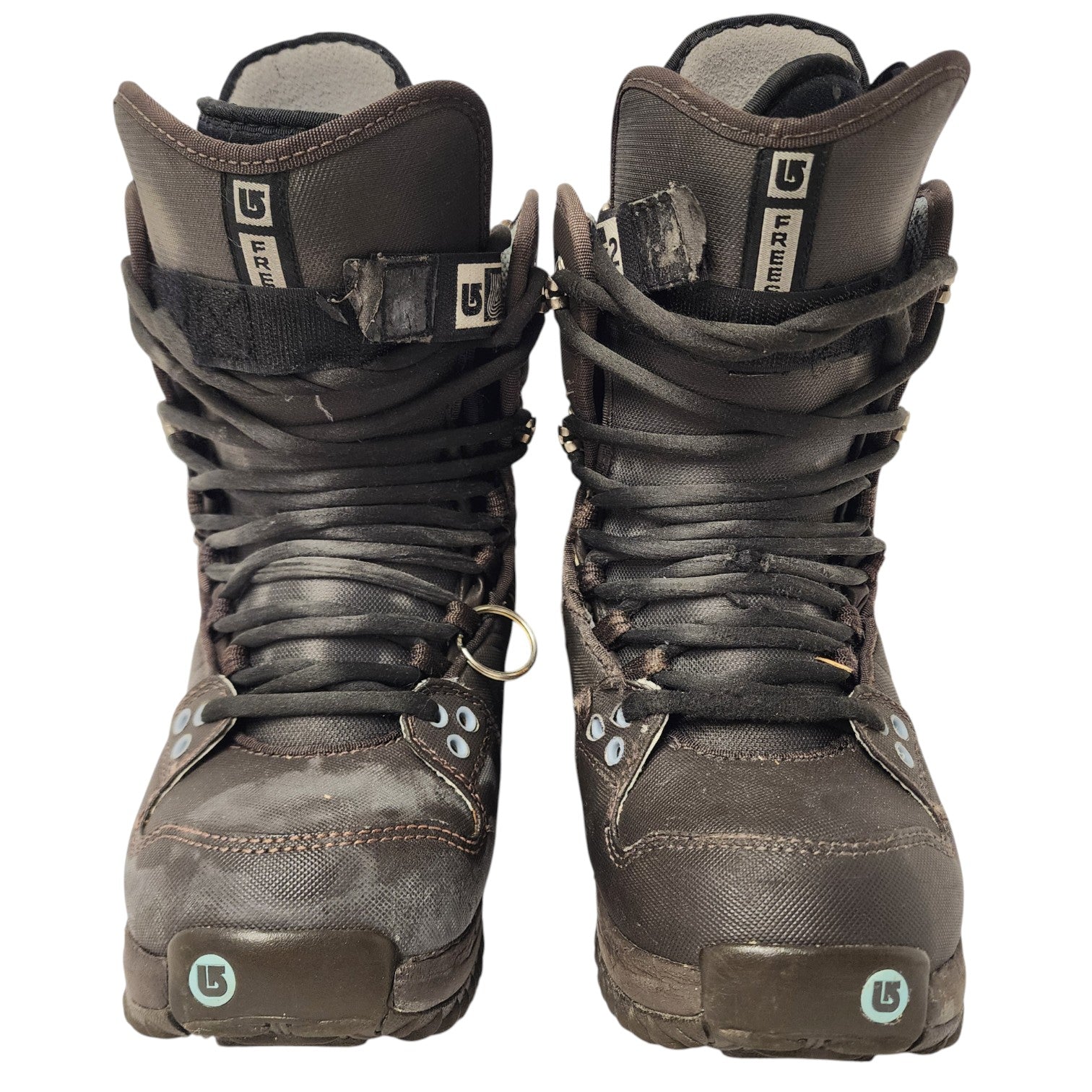Burton Freestyle snowboard boots, front view showing laces and straps