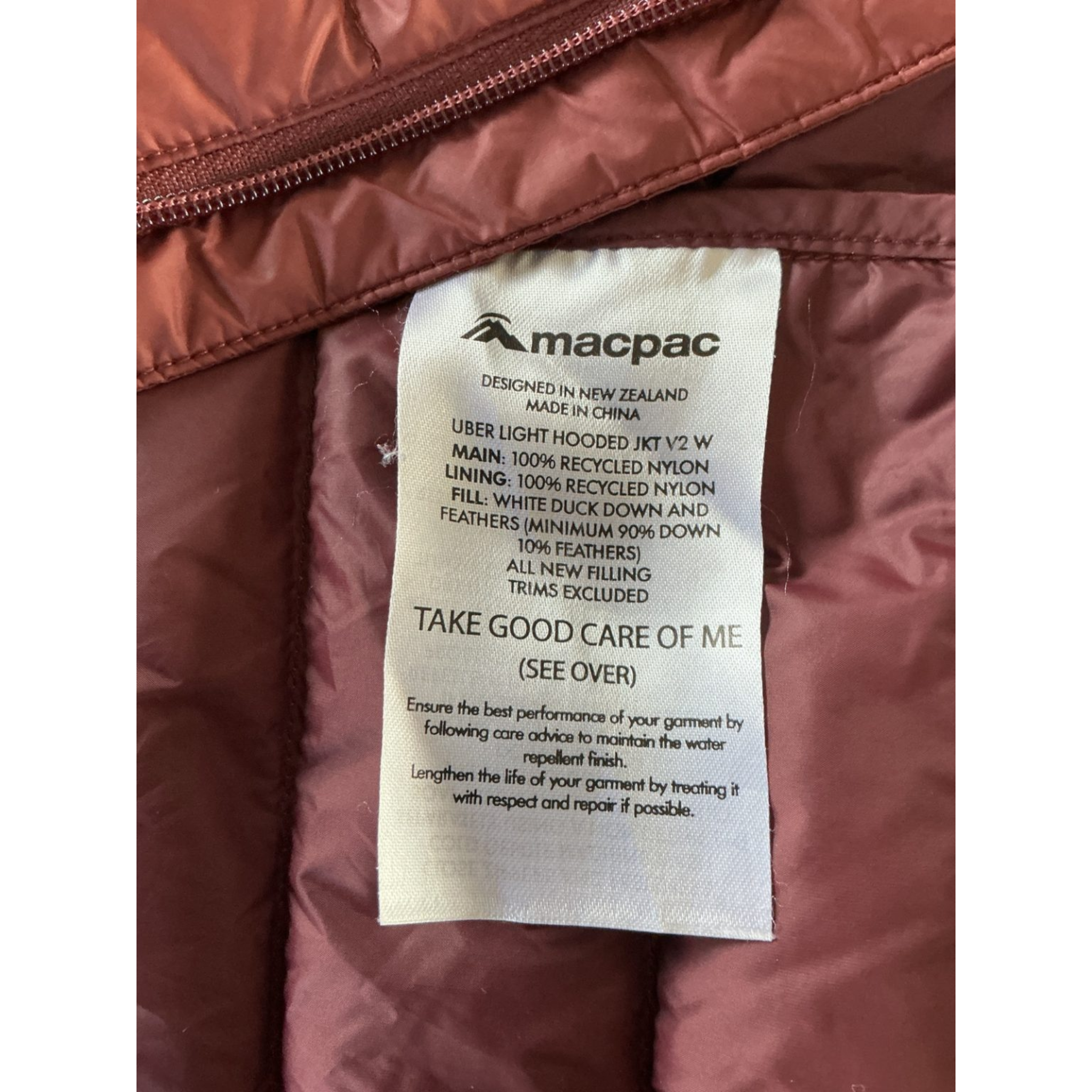 Macpac Uber Light Hooded Down Jacket Women's Size 8 – 650 Loft Down