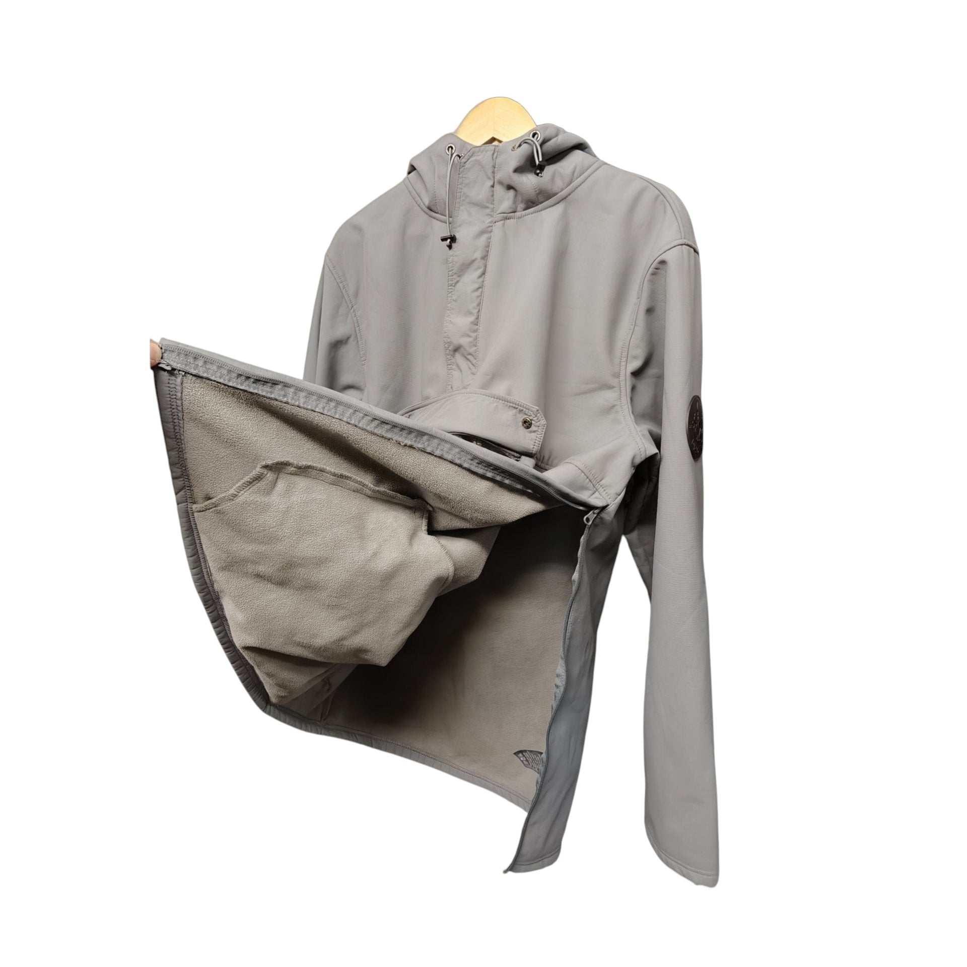 Inside fleece lining of Desolve pullover hoodie shown inverted to the side