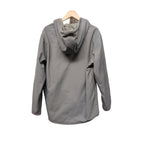 Back view of Desolve fleece-lined pullover hoodie in light grey on hanger