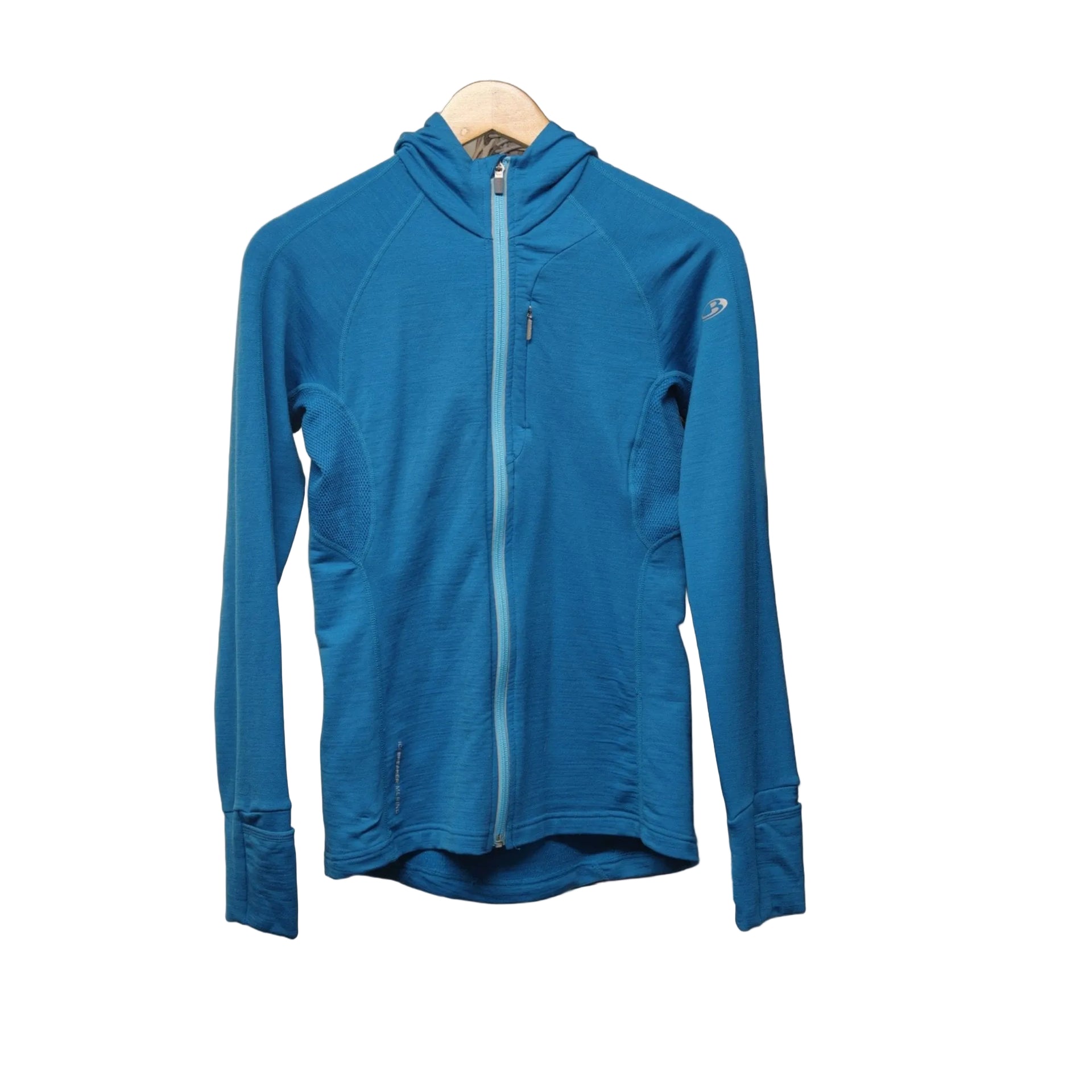 Icebreaker Merino GT blue hoodie jacket front view