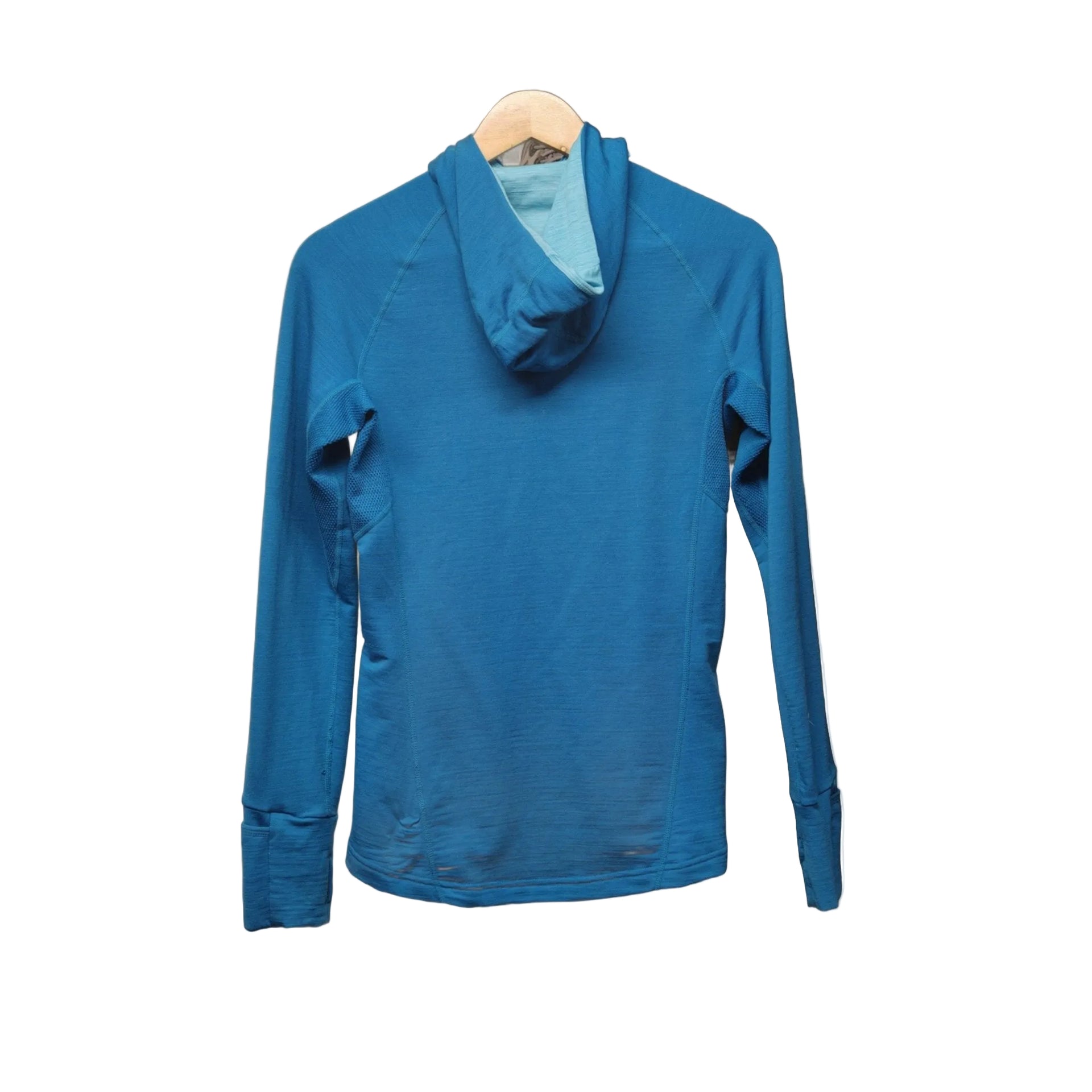 Icebreaker Merino GT blue hoodie jacket back view