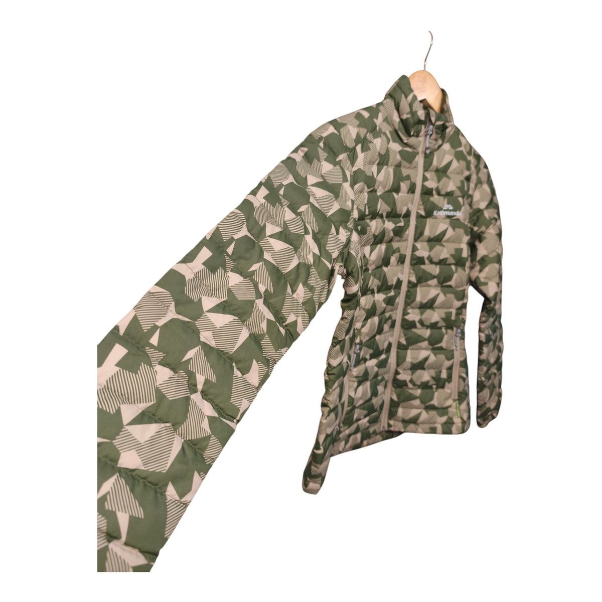 Kathmandu Duckdown 550 Jacket - Women's 8 - Green Geometric - actual item photo 3