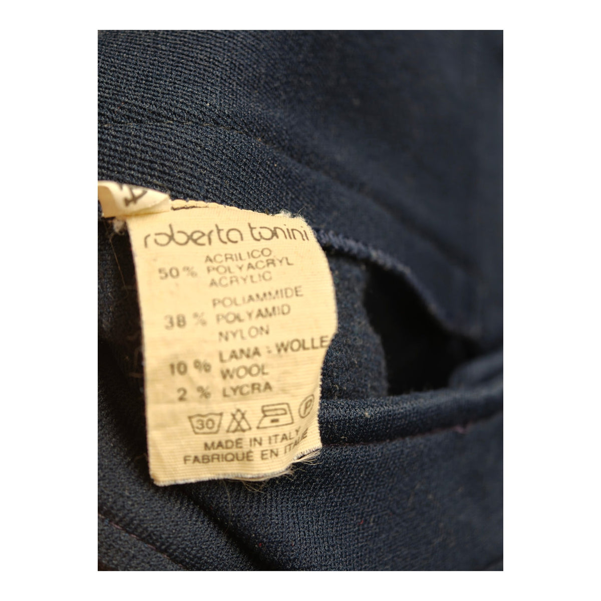 Roberta Tonini Vintage Knit Ski Pants - Labelled 44 - Navy - actual item photo 3