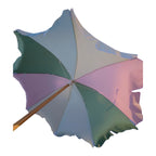 Sunnylife Beach Umbrella – Pastel Stripe w/ Wooden Pole & Ground Anchor
