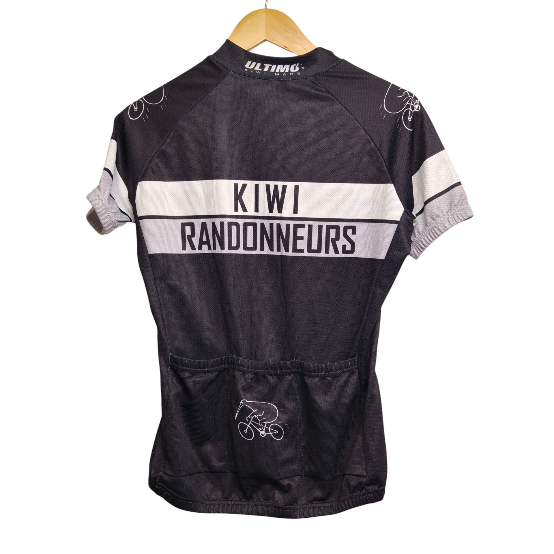 Kiwi Randonneurs Women's Cycling Jersey – Size 10 – Black/White Full Zip