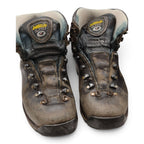 Asolo leather tramping boots with tongues open
