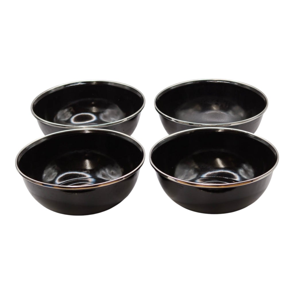 Black Enamel Camping Bowls – Set of 4 - product hero