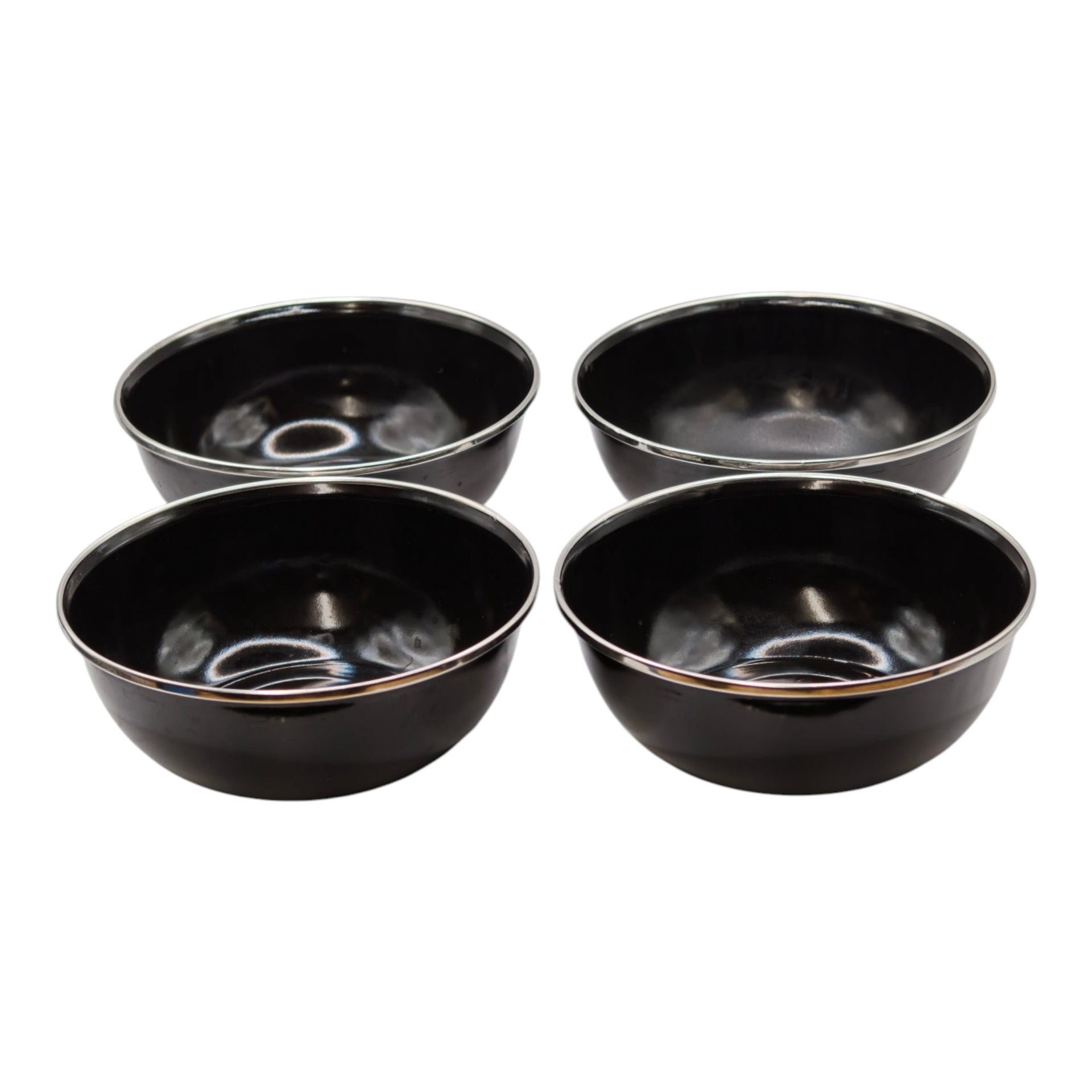 Black Enamel Camping Bowls – Set of 4 - product hero