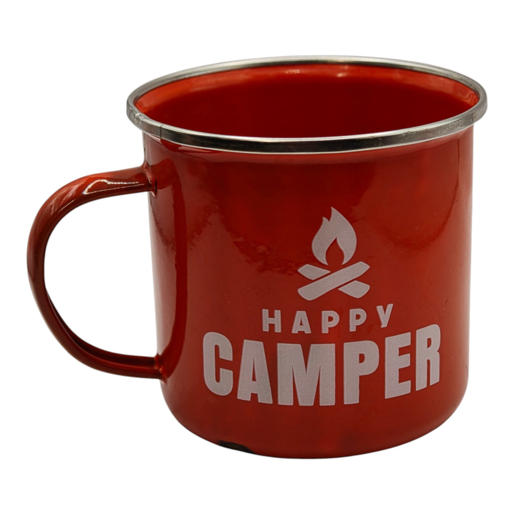 Happy Camper Red Enamel Camping Mug - product hero