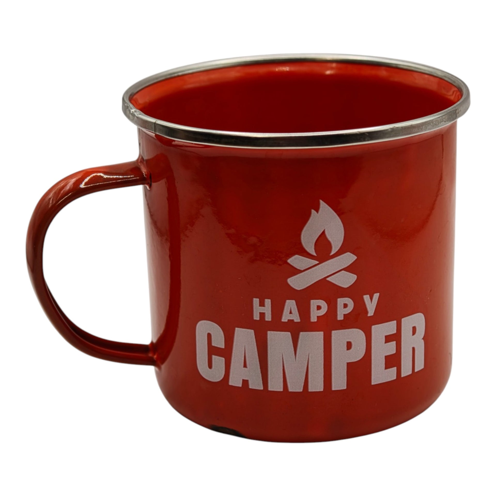 Happy Camper Red Enamel Camping Mug - product hero