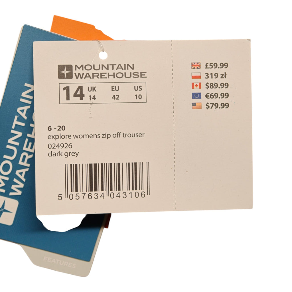 Mountain Warehouse Explorer Zip-Off Trousers – Women's 14 - model label