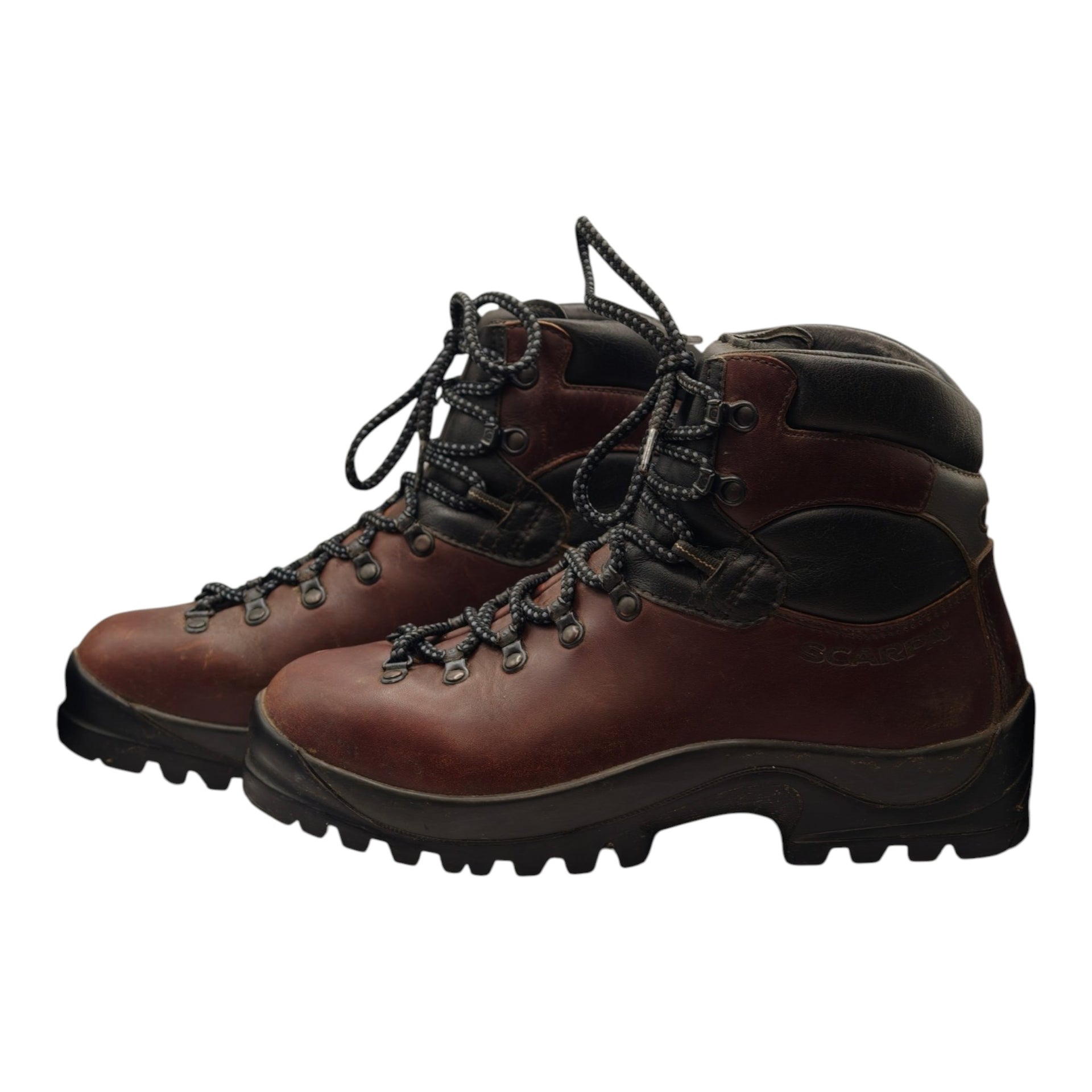 Side view of Scarpa leather hiking boots