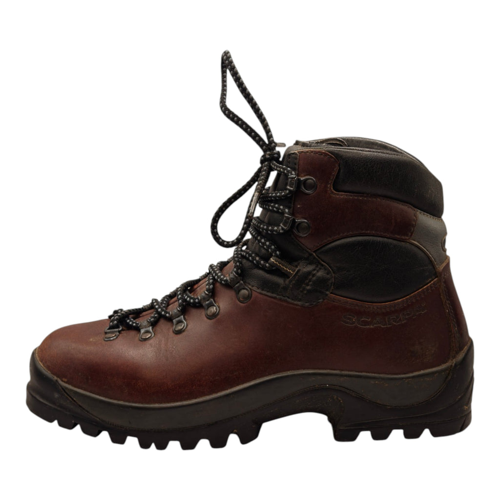 Side view of Scarpa leather hiking boots