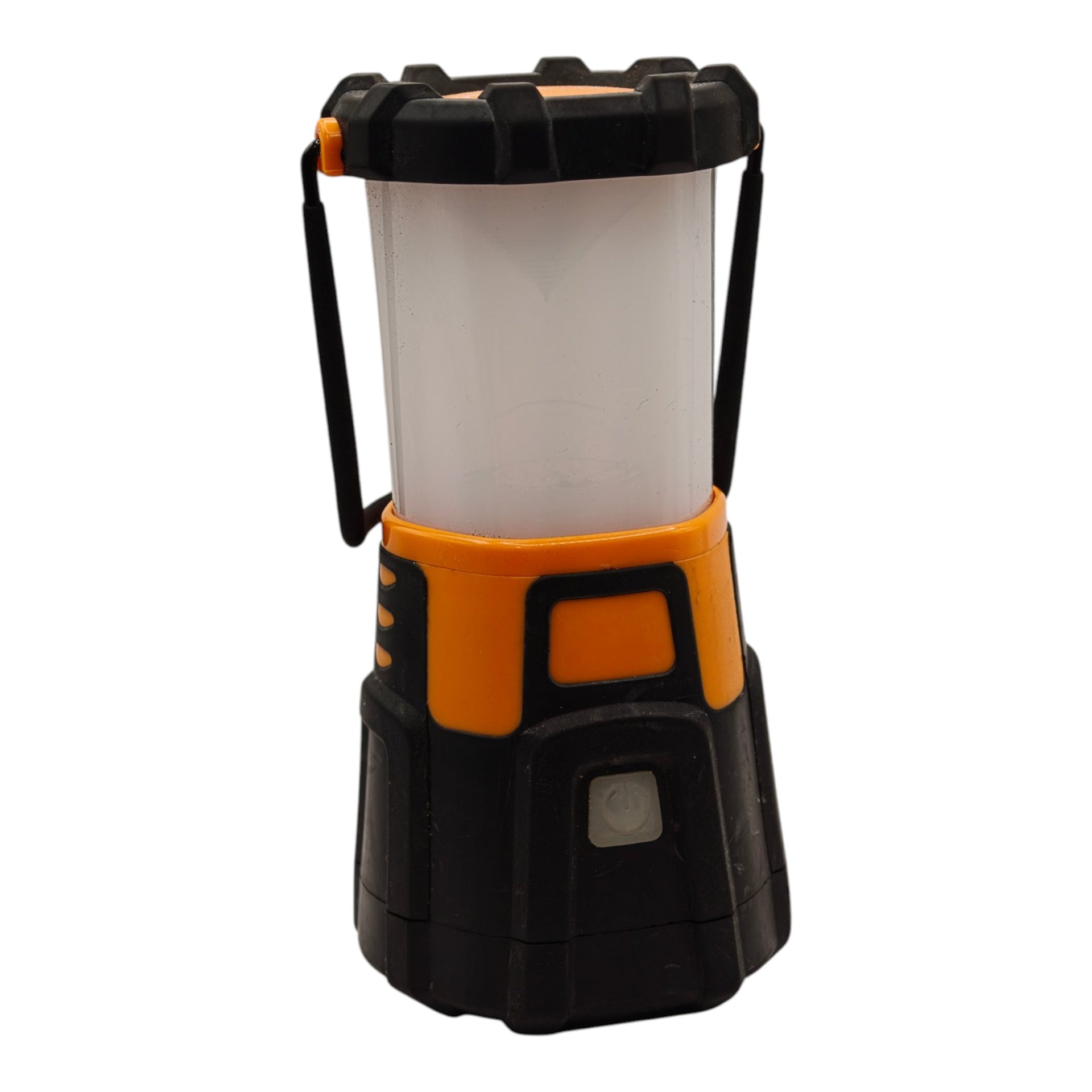 Generic camping lantern front view with handle down