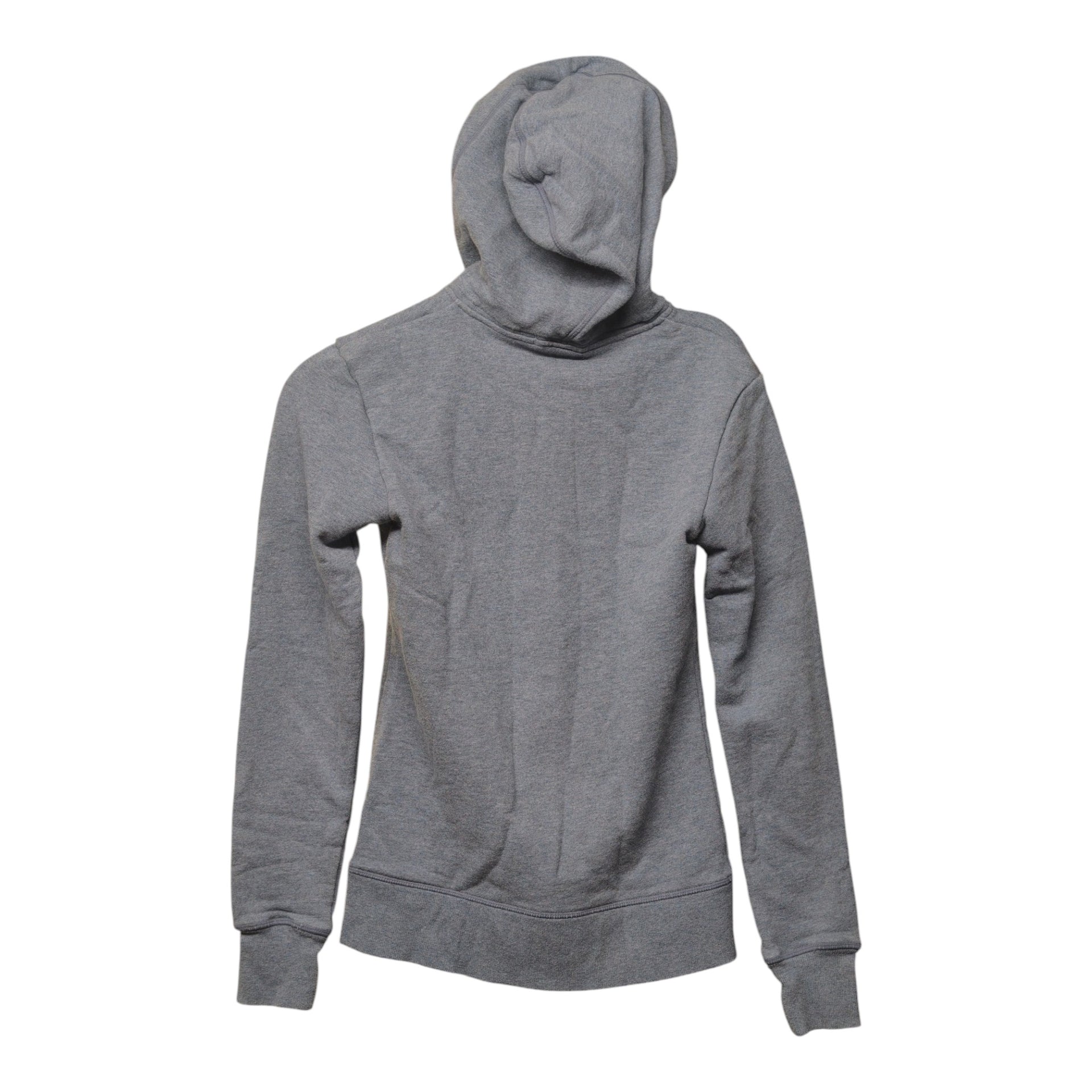 Close-up of zipper pull with Macpac logo on grey hoodie