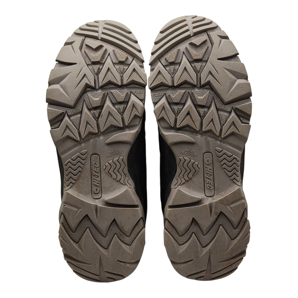 Sole tread view of Hi-Tec hiking shoes showing wear