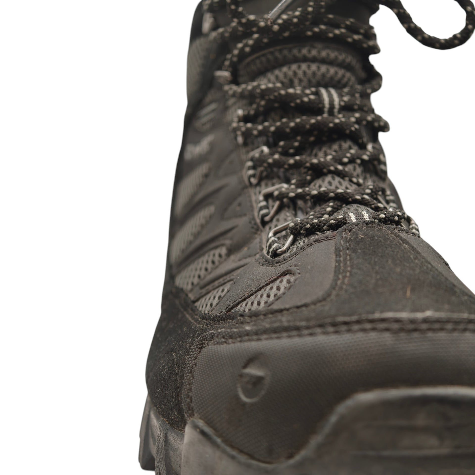 Hi-Tec Trailstone WP hiking boot front view showing lacing and upper materials