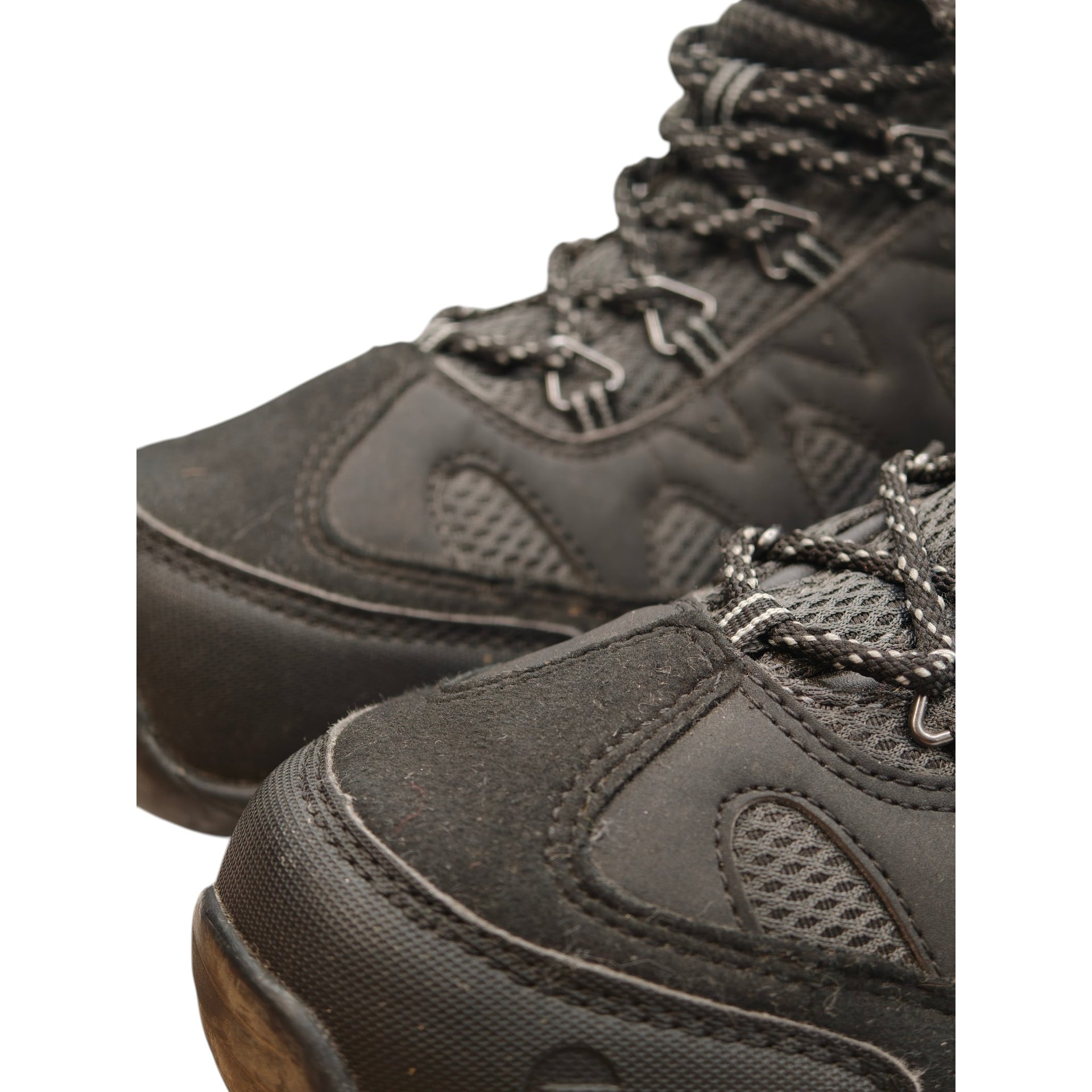 Side angle of a Hi-Tec Trailstone WP hiking boot showing material and condition