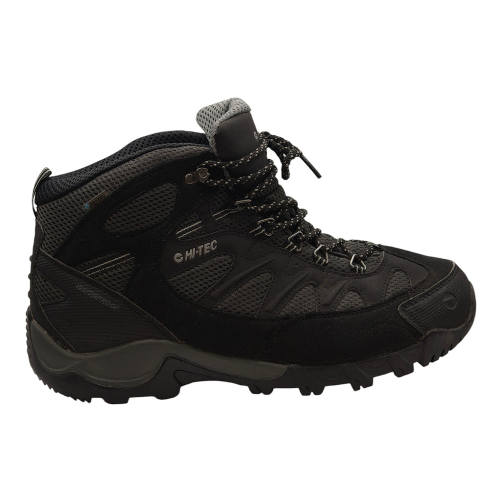 Side view of Hi-Tec Trailstone WP hiking boots showing overall profile and logo