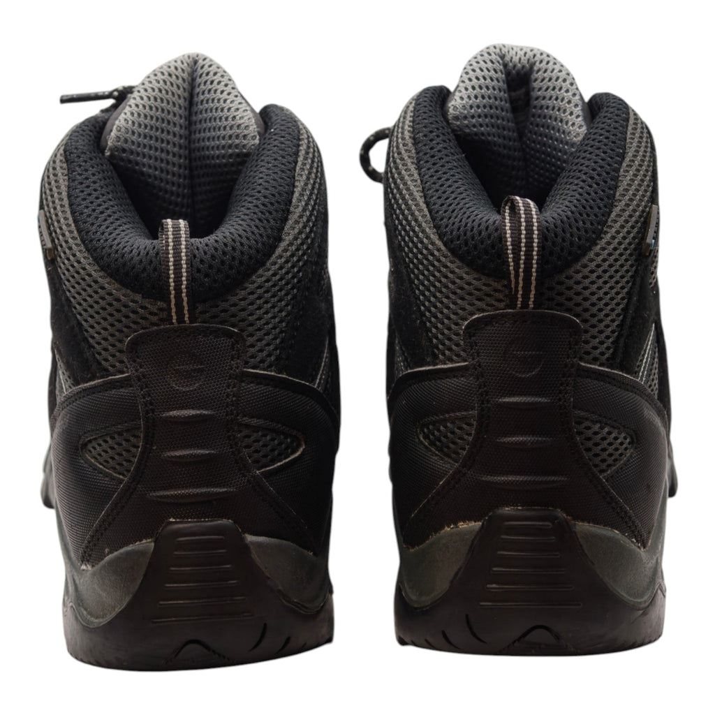 Rear view of Hi-Tec Trailstone WP hiking boots showing padded collar and heel