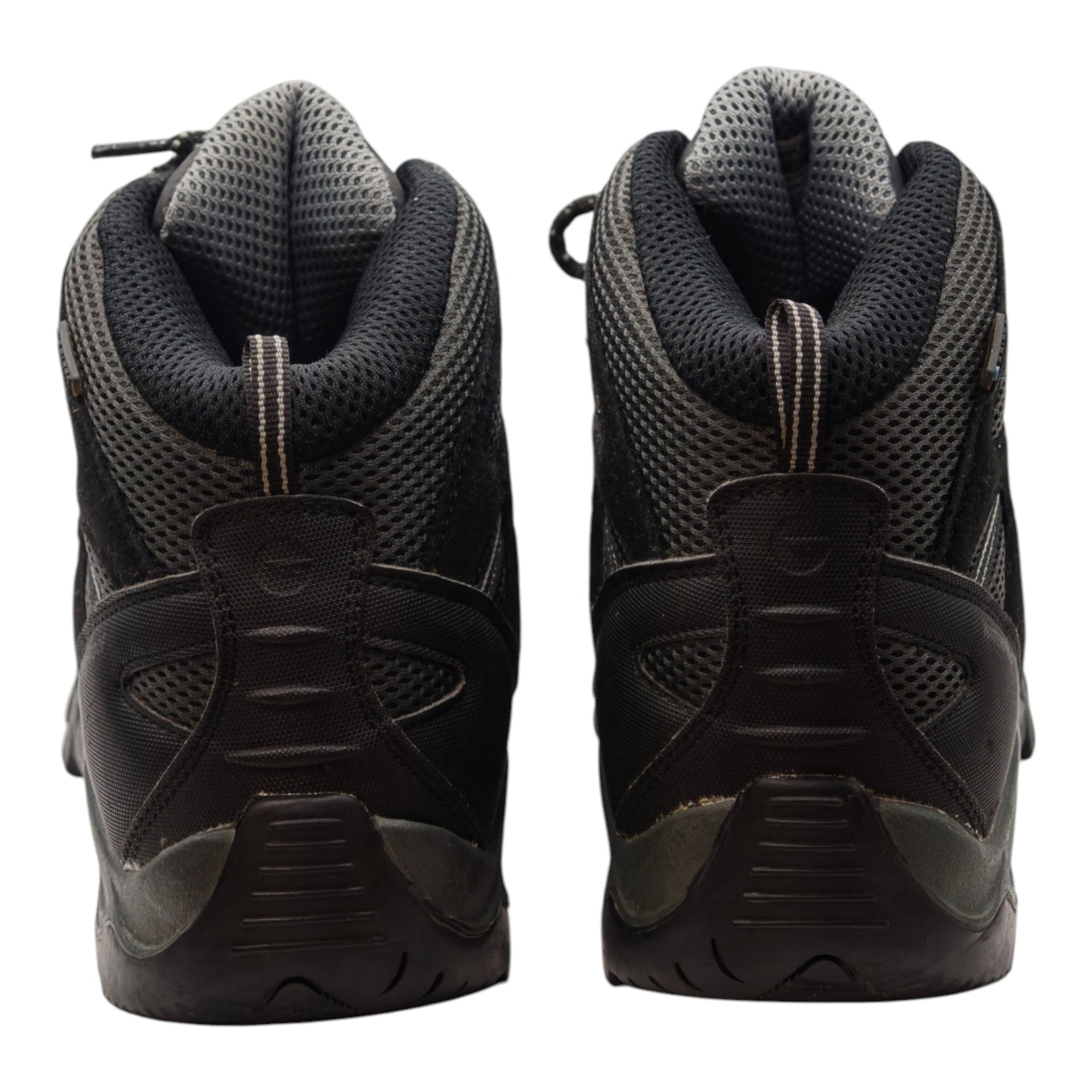 Rear view of Hi-Tec Trailstone WP hiking boots showing padded collar and heel