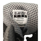 Label inside Hi-Tec Trailstone WP hiking boots showing size and model info