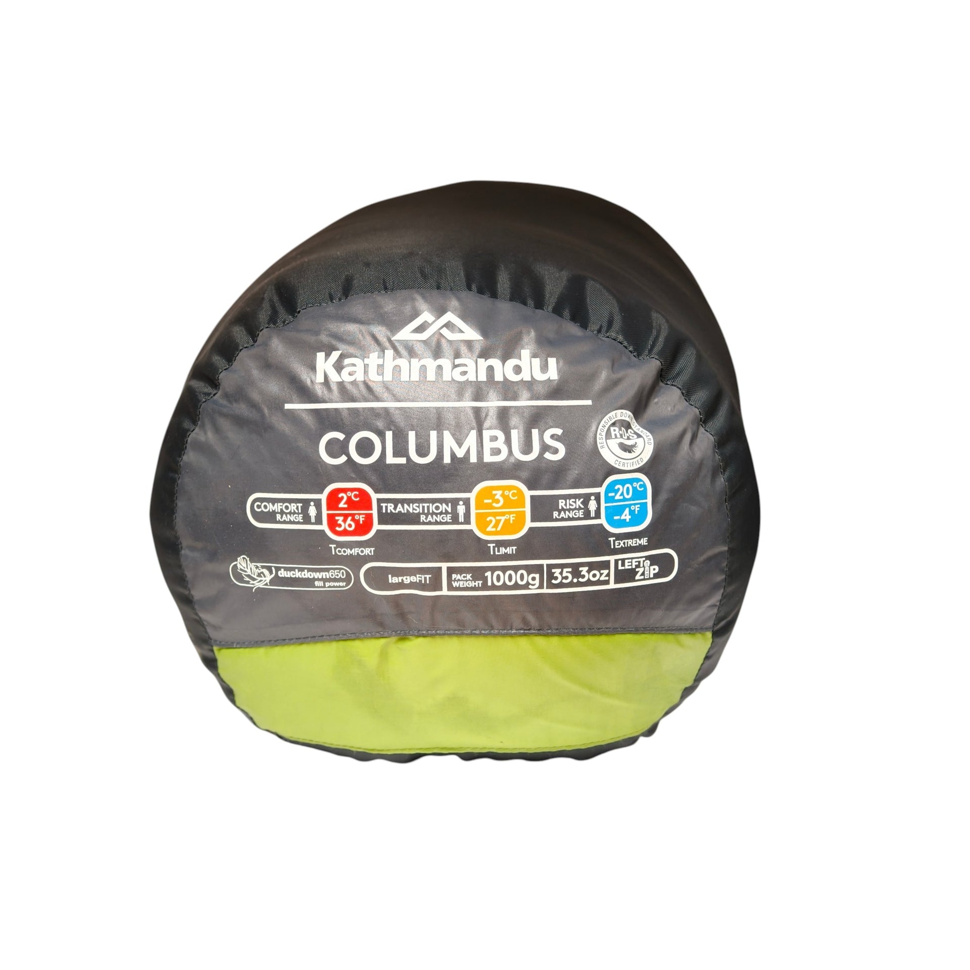 Kathmandu Columbus Sleeping Bag - 2 C Comfort - model label