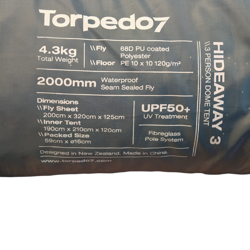 Torpedo7 Hideaway 3 Person Dome Tent - product angle
