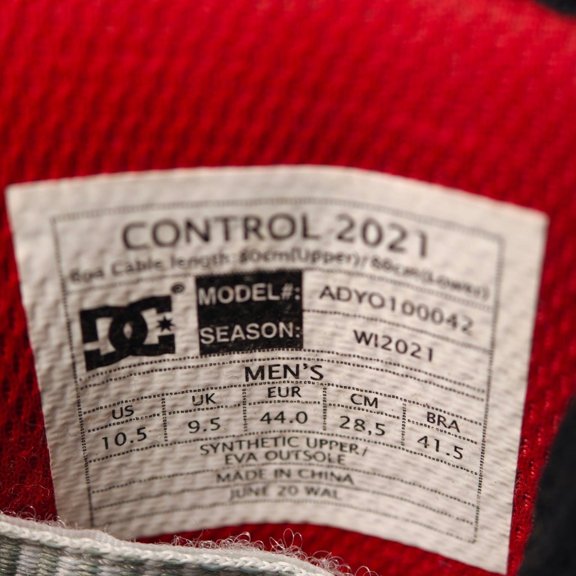 DC Control 2021 Snowboard Boots - US 10.5 / EU 44 - model label