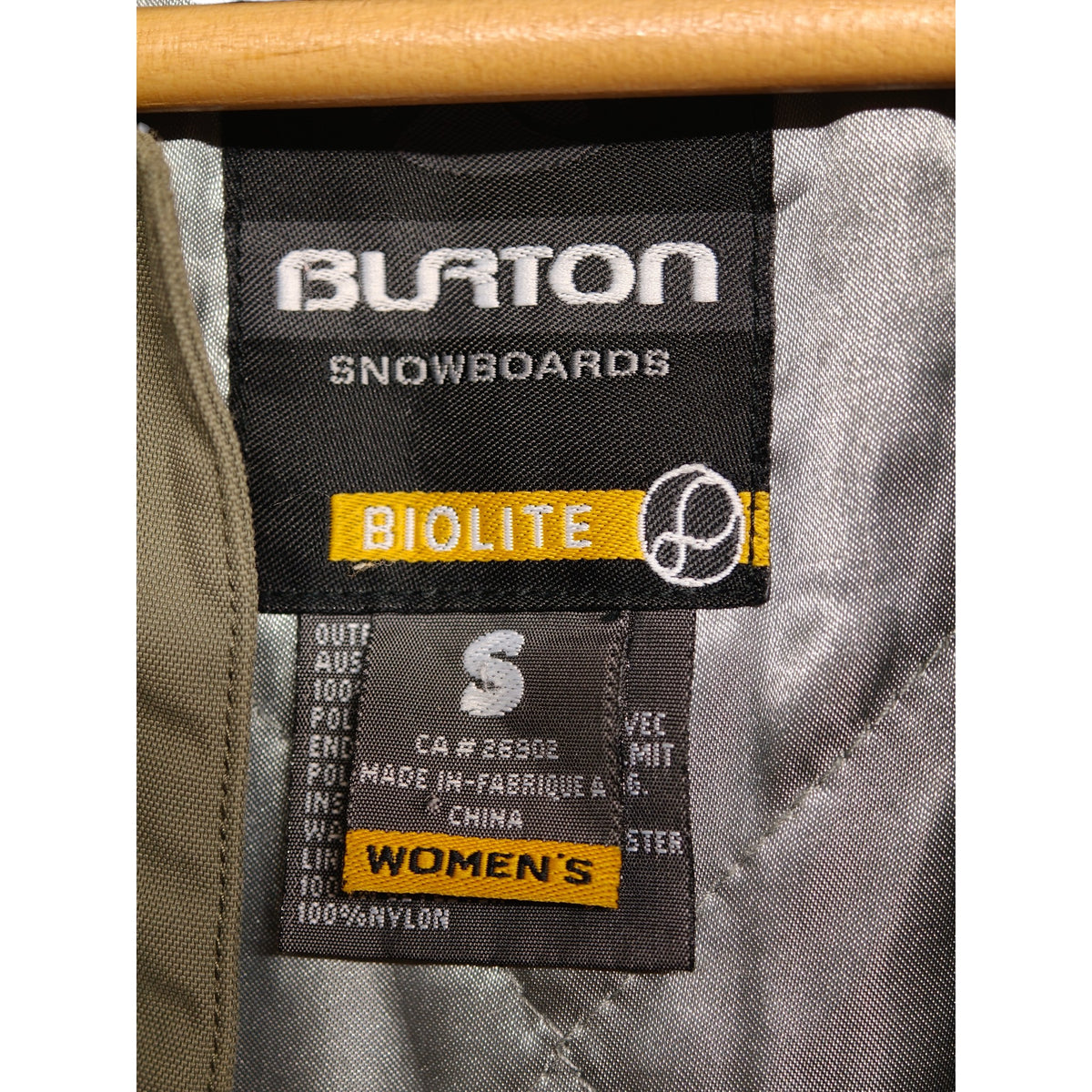 Burton Biolite Women's Insulated Bomber Jacket - S - Olive - actual item photo 3