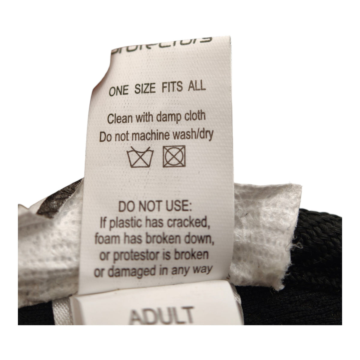 Thor Quadrant adult elbow guards - size and care label