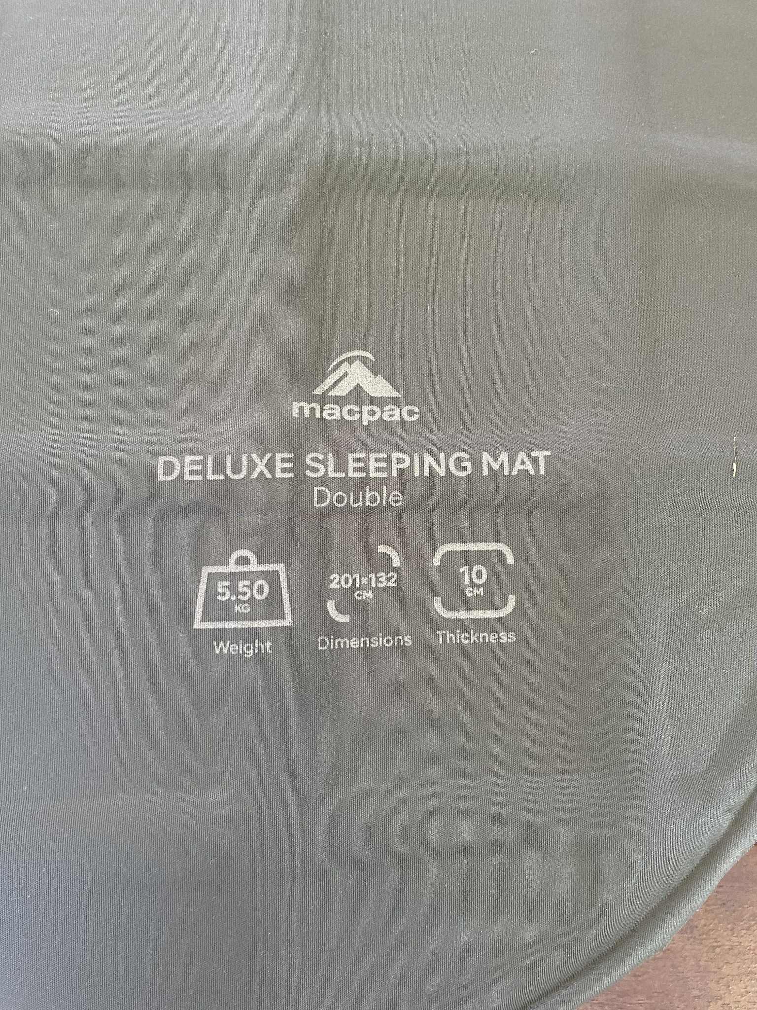 Macpac Deluxe sleeping mat — double — 201 × 132 × 10 cm
