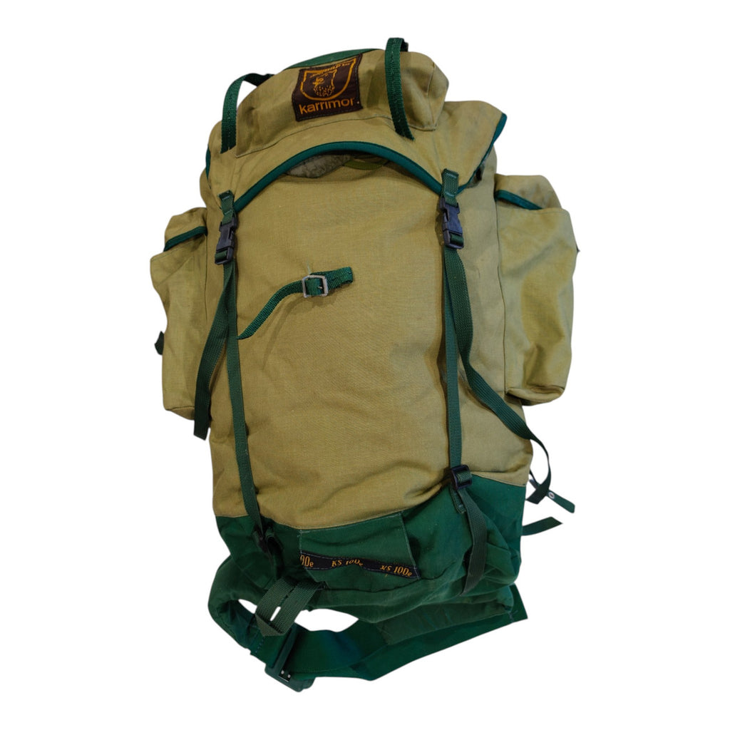 Karrimor Jaguar VI Tramping Backpack. Green and Tan. front. Supplied view 34.