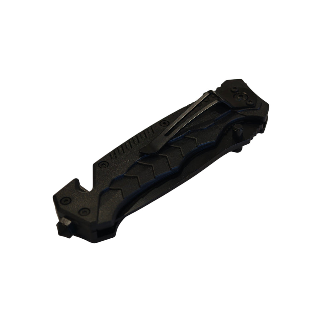 Black Manual Folding Outdoor Knife - folded clip