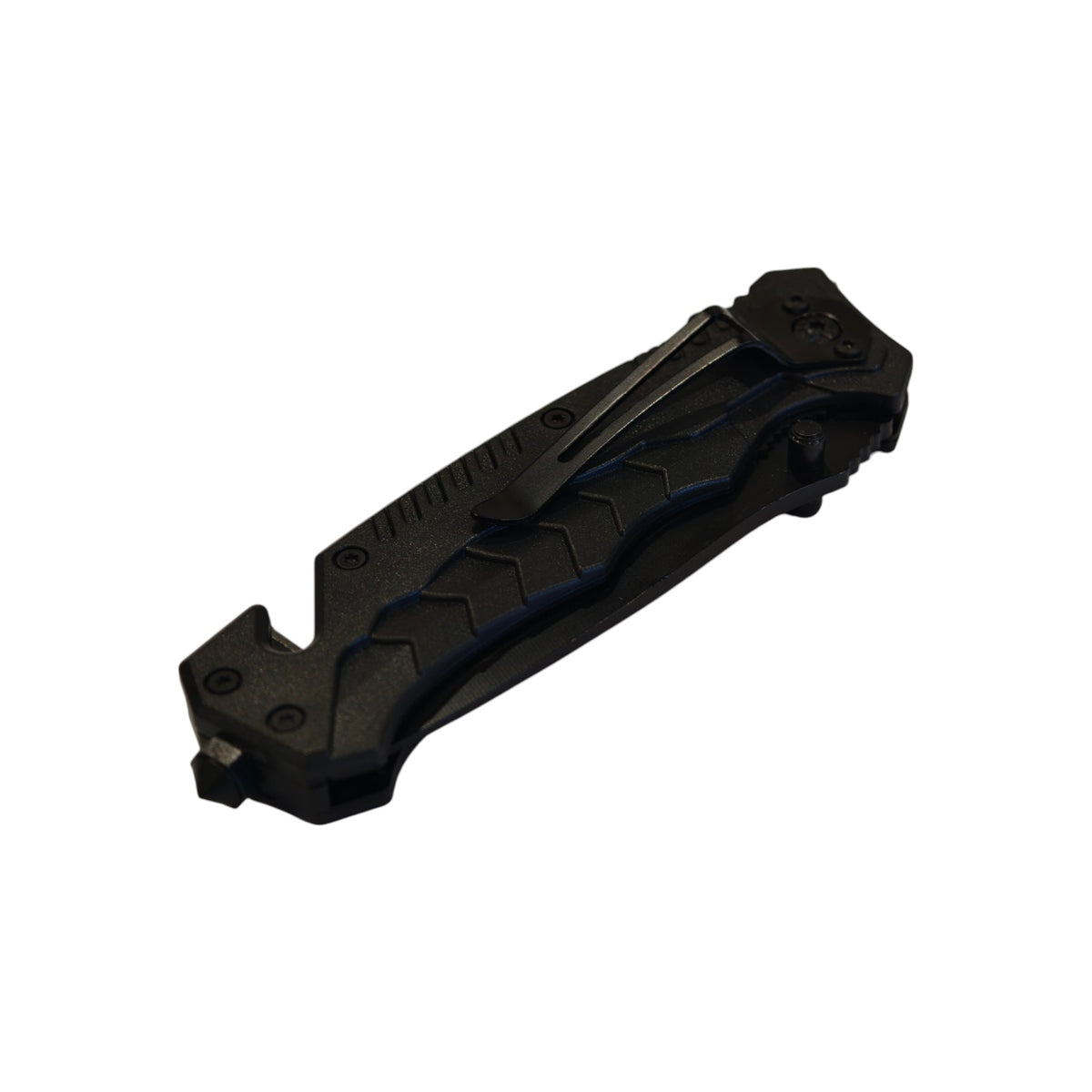 Black Manual Folding Outdoor Knife - folded clip