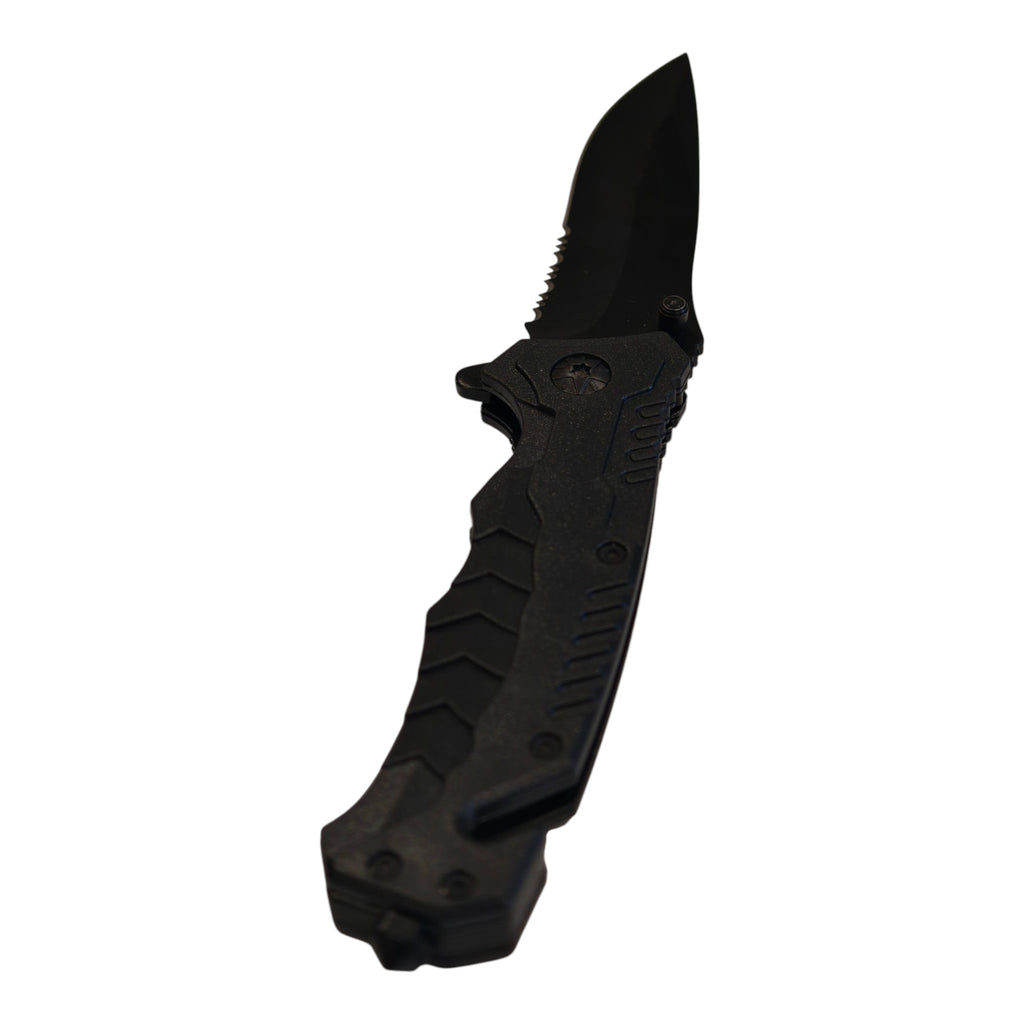 Black Manual Folding Outdoor Knife - open knife
