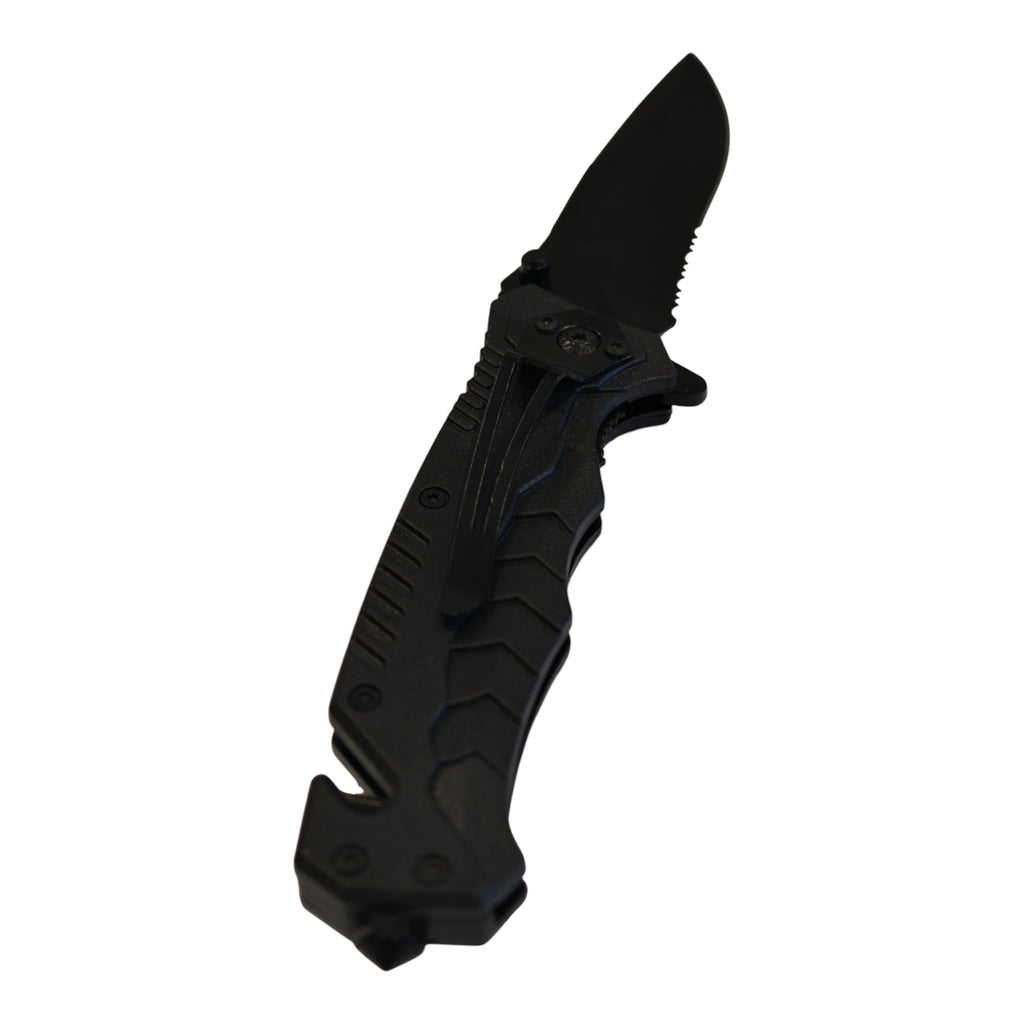 Black Manual Folding Outdoor Knife - pocket clip