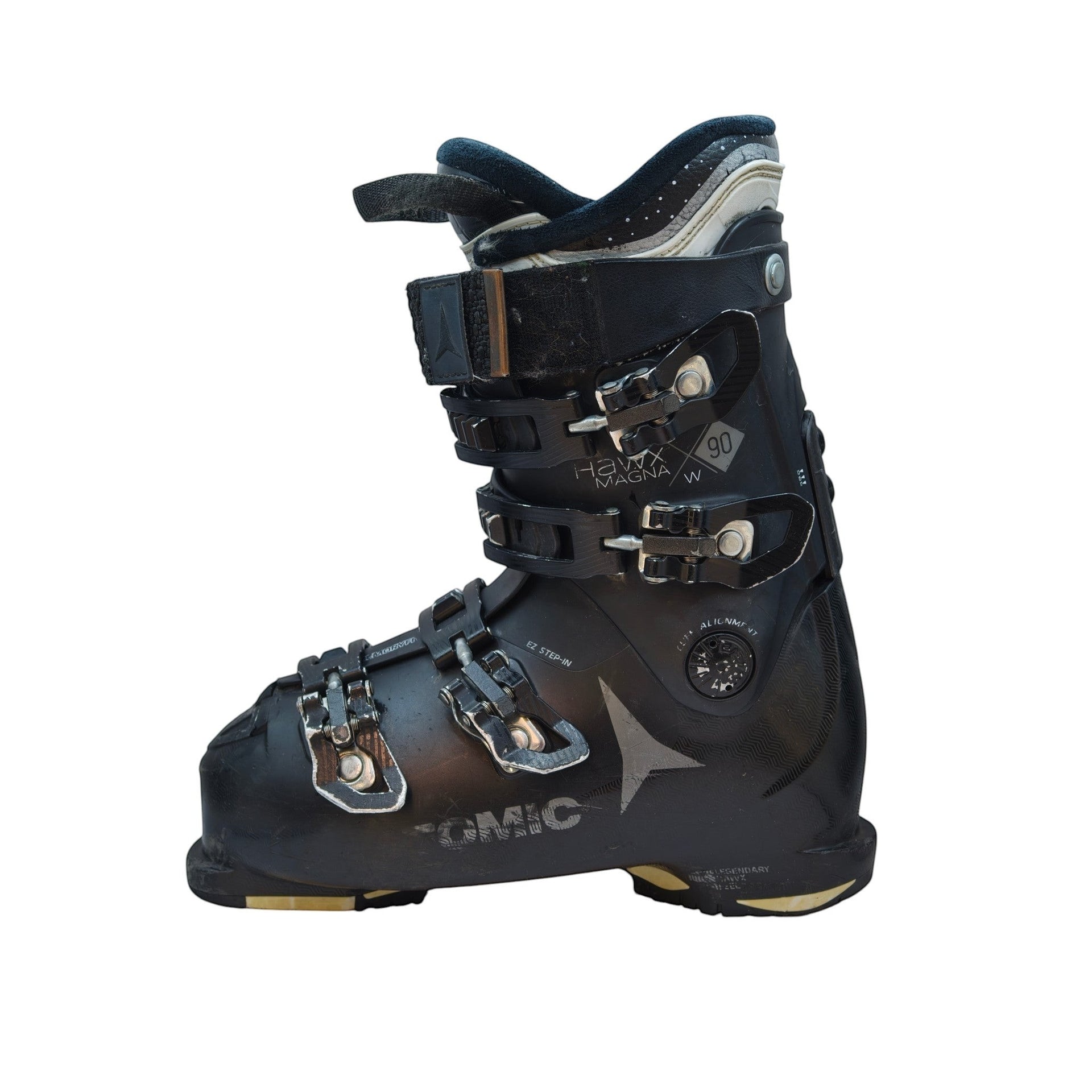 ReGear Atomic Hawx Magna 90 W ski boots, black, size 24/24.5 Mondo, for beginner to intermediate skiers.