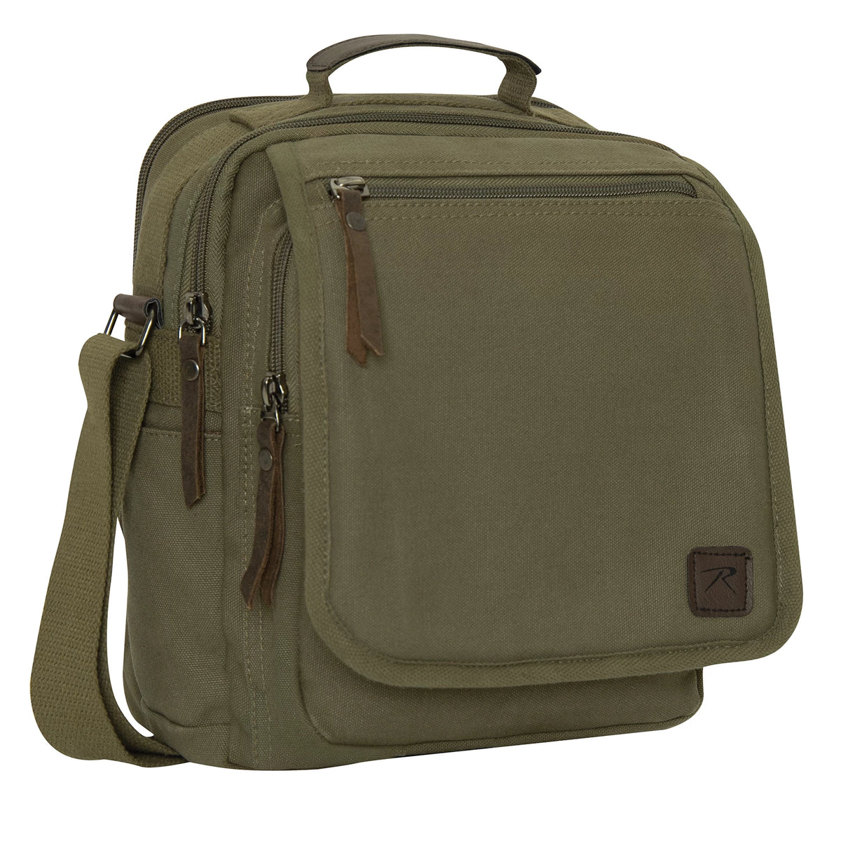 Manufacturer reference photo of Rothco Every Day Work Shoulder Bag #2359 in Olive Drab, unpacked front view
