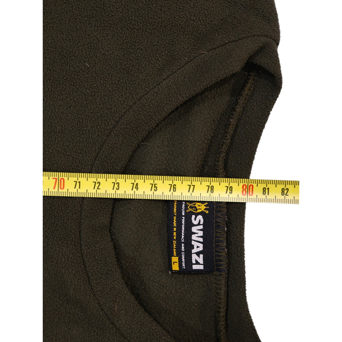 Tape-measure view of Swazi Short-Sleeve Fleece Top - L - Olive